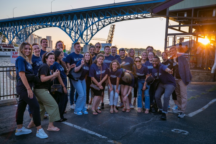 A group of Case Western Reserve University students smiling.