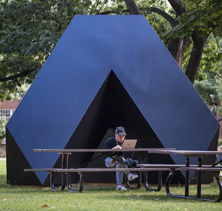 A Case Western Reserve University student in campus