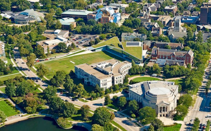 An aerial view of the CWRU campus.